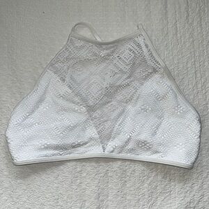 Aerie crochet halter bikini top, size medium, white